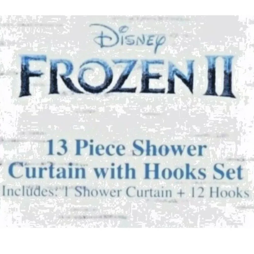 DISNEY PRINCESS FROZEN ELSA ANNA OLAF Fabric Shower Curtain & Hooks 72 x 72 NEW